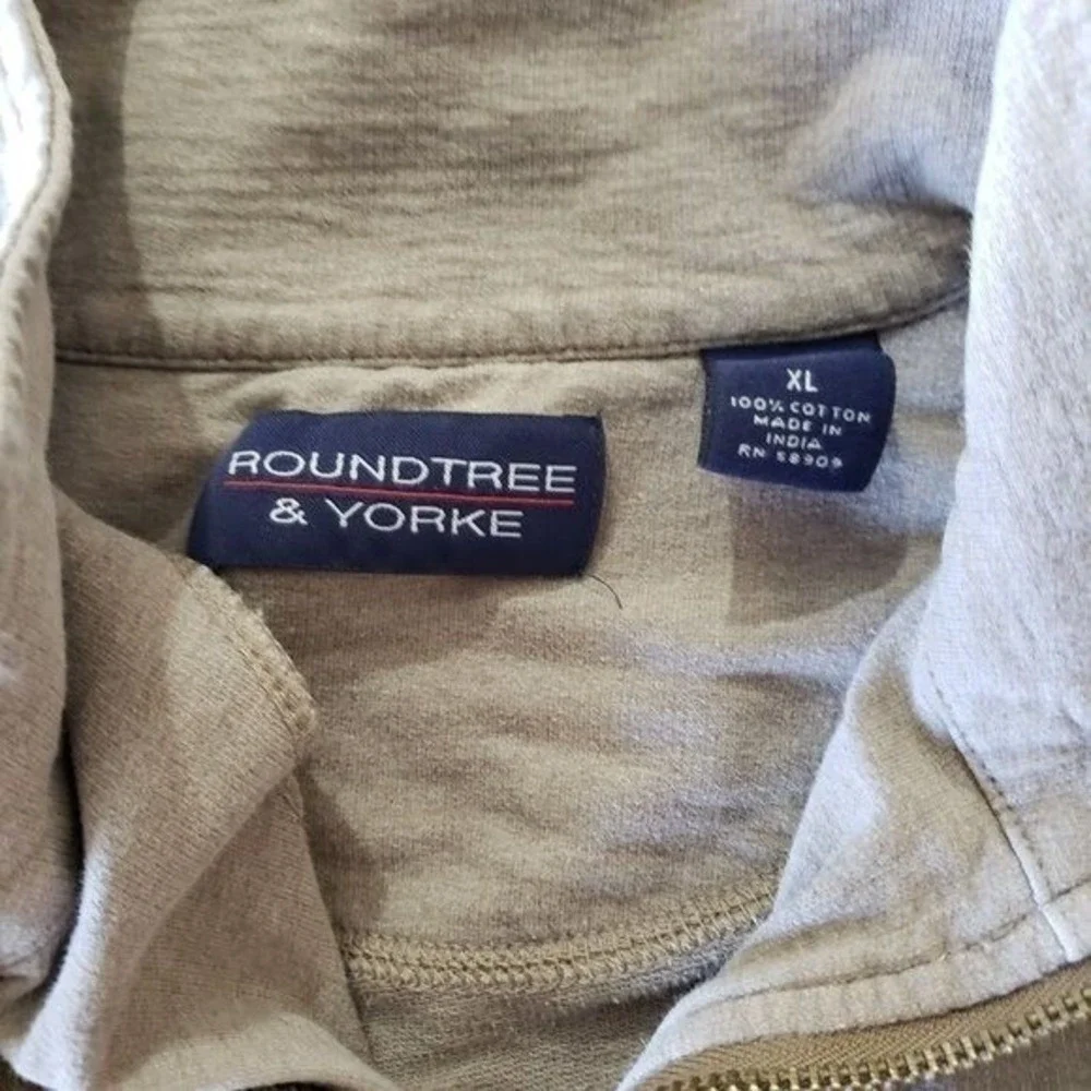 Roundtree‎ & Yorke Quarter Zip Pullover Mens XL Tan Cotton Long Sleeve Sweater